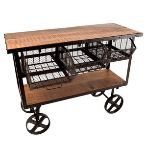 Yosemite Home Decor Mango Wood Cart YFUR-VAIF325-YHD