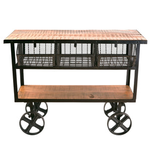 Yosemite Home Decor Mango Wood Cart YFUR-VAIF325-YHD