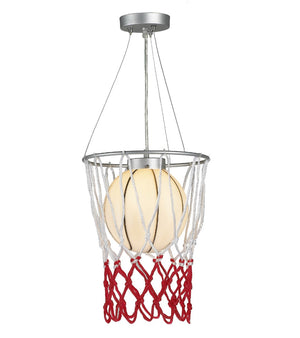 Bethel Chrome Basketball Pendant Light Fixture for Kids' Room - Stylish Metal & Glass Design