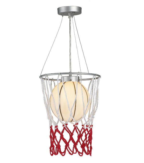 Bethel Chrome Basketball Pendant Light Fixture for Kids' Room - Stylish Metal & Glass Design