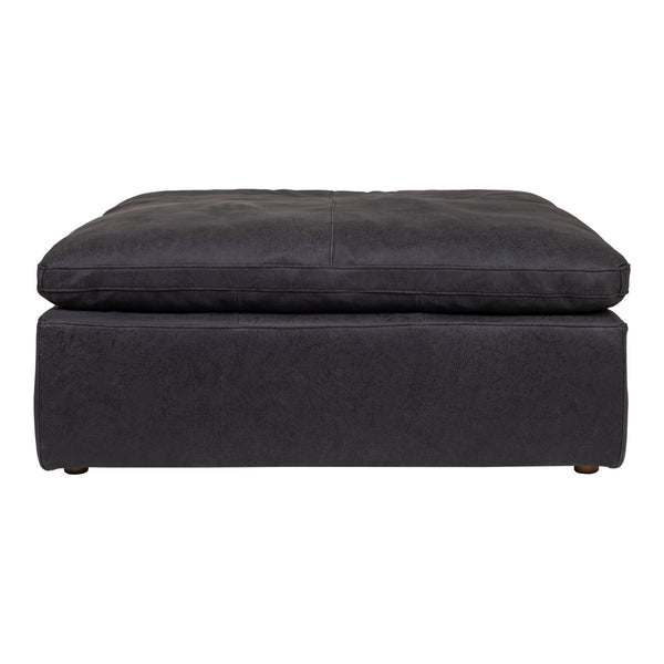 Moe's Home Clay Ottoman Nubuck Leather Black