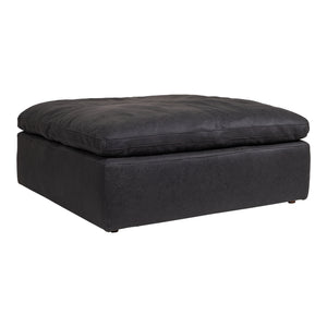 Moe's Home Clay Ottoman Nubuck Leather Black