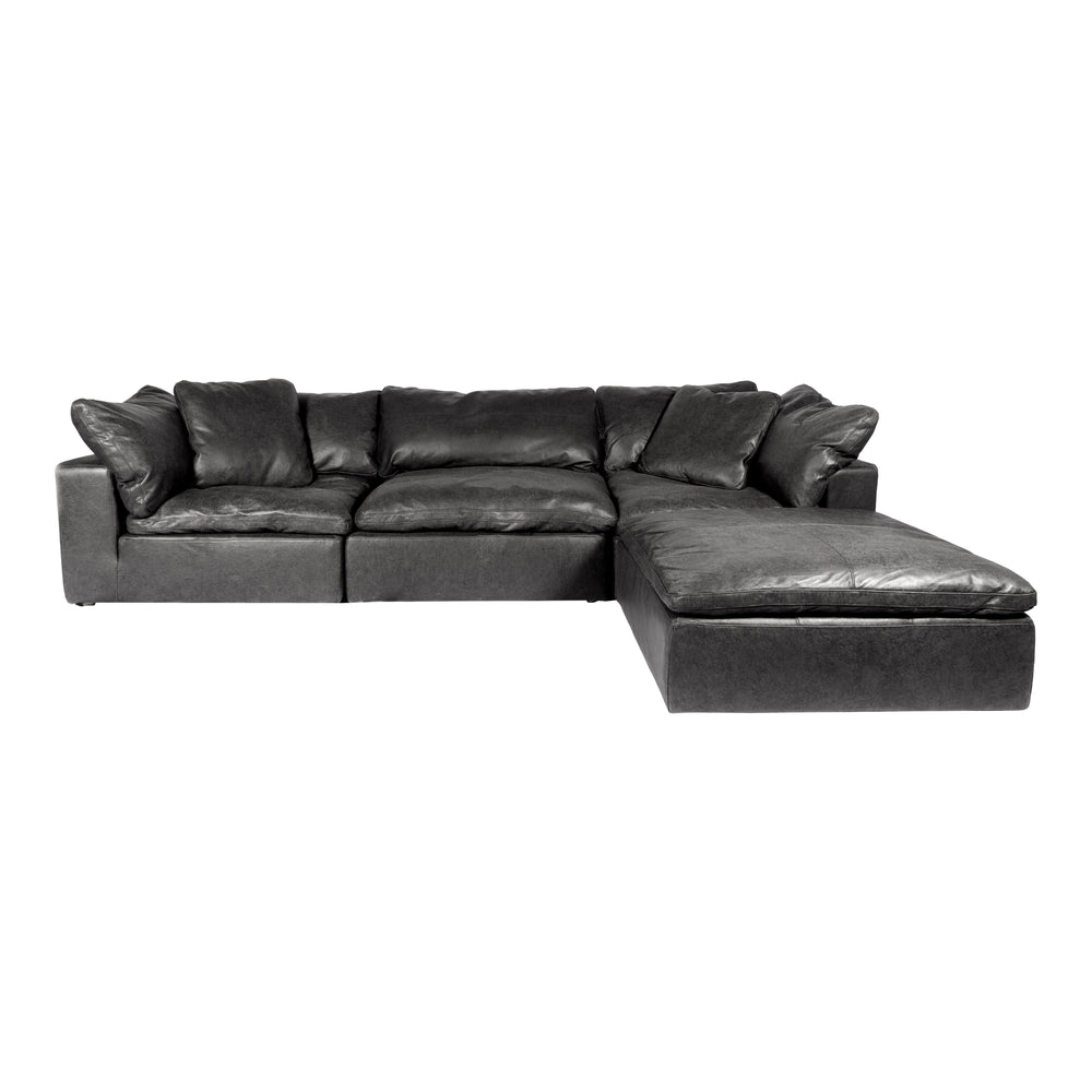 Moe's Home Clay Lounge Modular Sectional Nubuck Leather Black