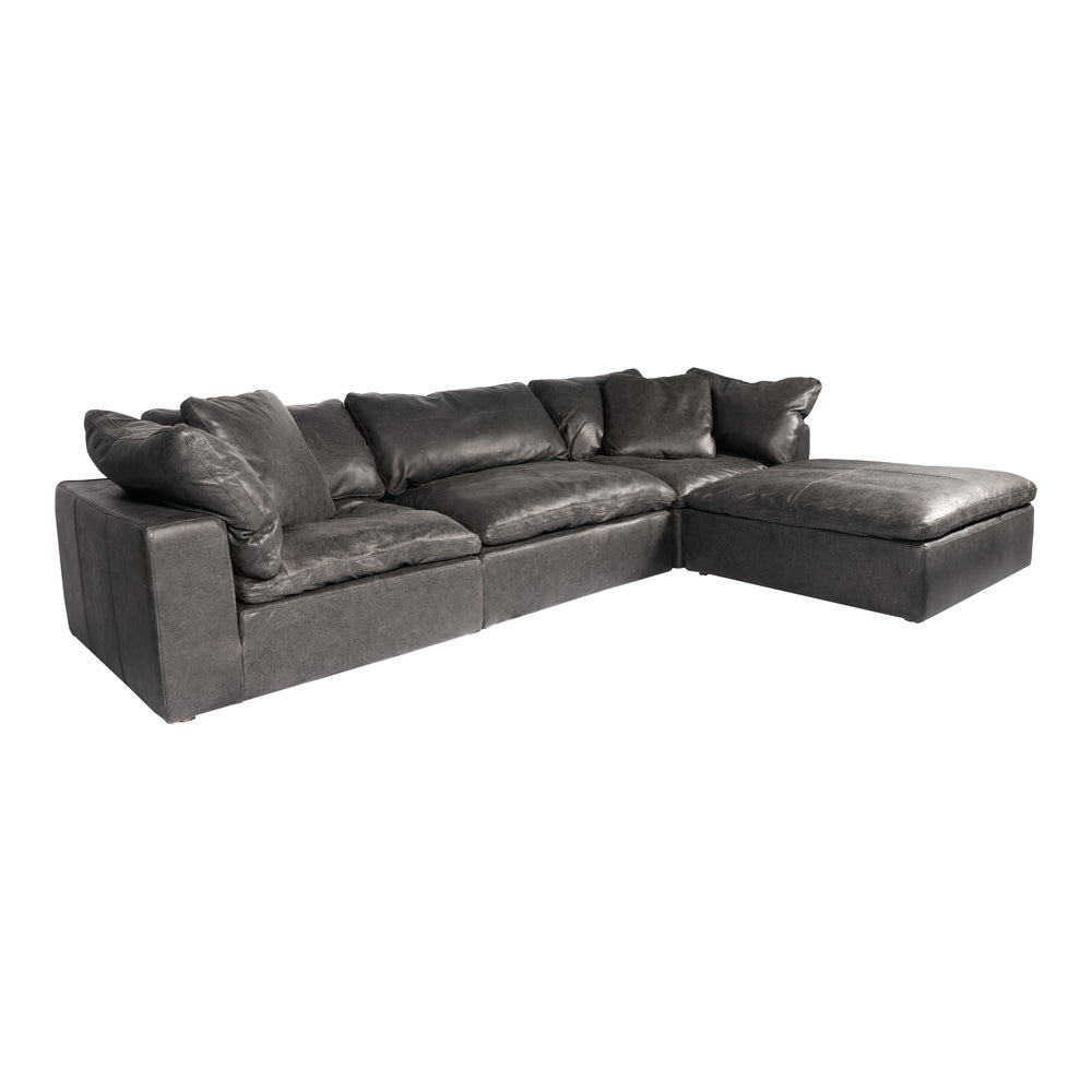 Moe's Home Clay Lounge Modular Sectional Nubuck Leather Black