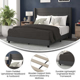 English Elm EE2957 Modern Upholstered Platform Bed Charcoal EEV-17317