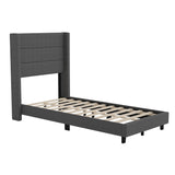 English Elm EE2957 Modern Upholstered Platform Bed Charcoal EEV-17320