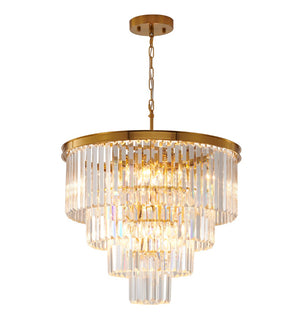 Bethel Gold Chandelier in Metal & Crystal