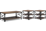 Baxton Studio Greyson Vintage Industrial Antique Bronze Coffee Cocktail Table and End Tables 3-Piece Occasional Table Set