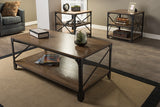 Baxton Studio Greyson Vintage Industrial Antique Bronze Coffee Cocktail Table and End Tables 3-Piece Occasional Table Set