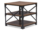 Baxton Studio Milo Vintage Industrial Antique Bronze Metal and Distressed Wood End Table