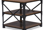 Baxton Studio Milo Vintage Industrial Antique Bronze Metal and Distressed Wood End Table