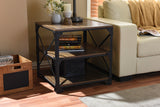 Baxton Studio Milo Vintage Industrial Antique Bronze Metal and Distressed Wood End Table