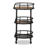 Baxton Studio Bristol Rustic Industrial Style Metal and Wood Mobile Serving Cart