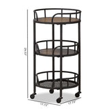 Baxton Studio Bristol Rustic Industrial Style Metal and Wood Mobile Serving Cart