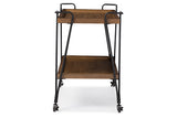 Baxton Studio Jessica Rustic Industrial Style Antique Black Textured Finish Metal Distressed Ash Wood Mobile Serving Bar Cart