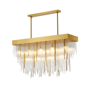 Bethel Satin Brass Chandelier in Metal & Glass