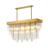 Bethel Satin Brass Chandelier in Metal & Glass