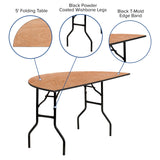 English Elm EE2984 Classic Commercial Grade Round Wood Folding Table Natural EEV-17379