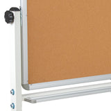 English Elm EE3001 Modern Commercial Grade Reversible Mobile Cork/Marker Board Natural/White EEV-17397