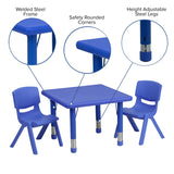 English Elm EE3009 Modern Commercial Grade Square Activity Table Set Blue EEV-17425
