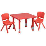 English Elm EE3009 Modern Commercial Grade Square Activity Table Set Red EEV-17428