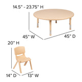 English Elm EE3013 Modern Commercial Grade Round Activity Table Set Natural EEV-17443