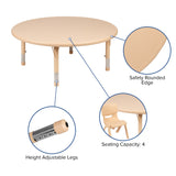 English Elm EE3013 Modern Commercial Grade Round Activity Table Set Natural EEV-17443