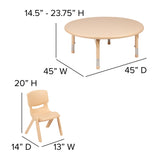 English Elm EE3014 Modern Commercial Grade Round Activity Table Set Natural EEV-17447