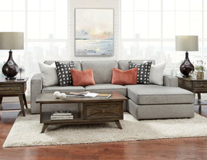 Fusion 2061-21L, Transitional Chaise Sofa 2061-21L, 26R Monroe Ash