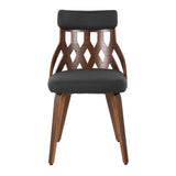 York Mid-Century Modern Chair in Walnut Wood and Charcoal Fabric by LumiSource - Set of 2