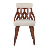 York Mid-Century Modern Chair in Walnut Wood and Cream Fabric by LumiSource - Set of 2
