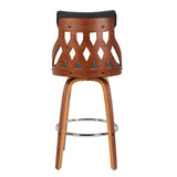 York Mid-Century Modern 26" Counter Stool in Walnut and Charcoal by LumiSource