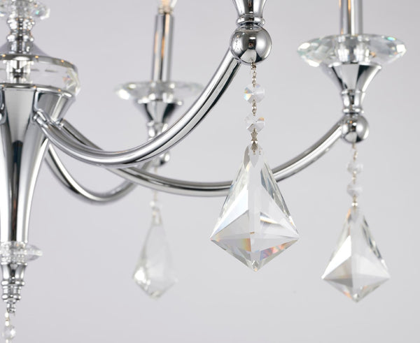 Bethel Exquisite Chrome Chandelier with Crystal Accents - Adjustable 79" Chain for Custom Heights