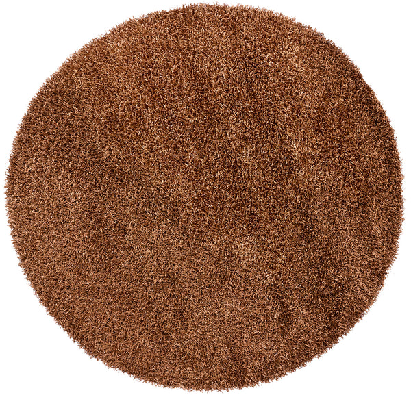 Chandra Rugs Zara 100% Polyester Hand-Woven Contemporary Rug Brown 7'9 Round
