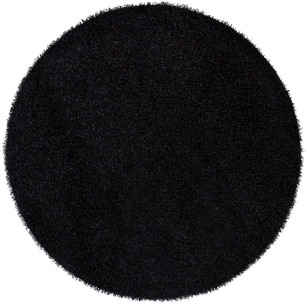 Chandra Rugs Zara 100% Polyester Hand-Woven Contemporary Rug Black 7'9 Round