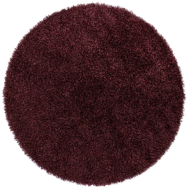 Chandra Rugs Zara 100% Polyester Hand-Woven Contemporary Rug Plum 7'9 Round