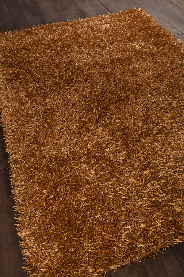 Chandra Rugs Zara 100% Polyester Hand-Woven Contemporary Rug Gold 9' x 13'