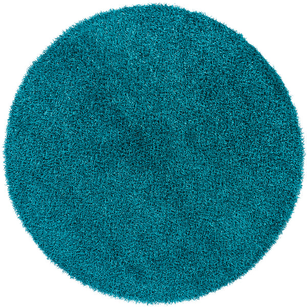 Chandra Rugs Zara 100% Polyester Hand-Woven Contemporary Rug Blue 7'9 Round