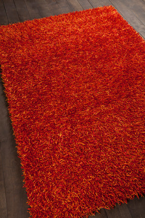 Chandra Rugs Zara 100% Polyester Hand-Woven Contemporary Rug Red/Orange 9' x 13'