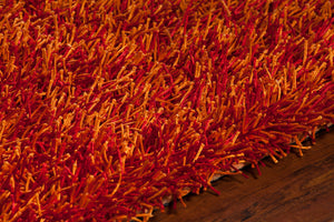 Chandra Rugs Zara 100% Polyester Hand-Woven Contemporary Rug Red/Orange 9' x 13'