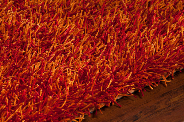 Chandra Rugs Zara 100% Polyester Hand-Woven Contemporary Rug Red/Orange 9' x 13'