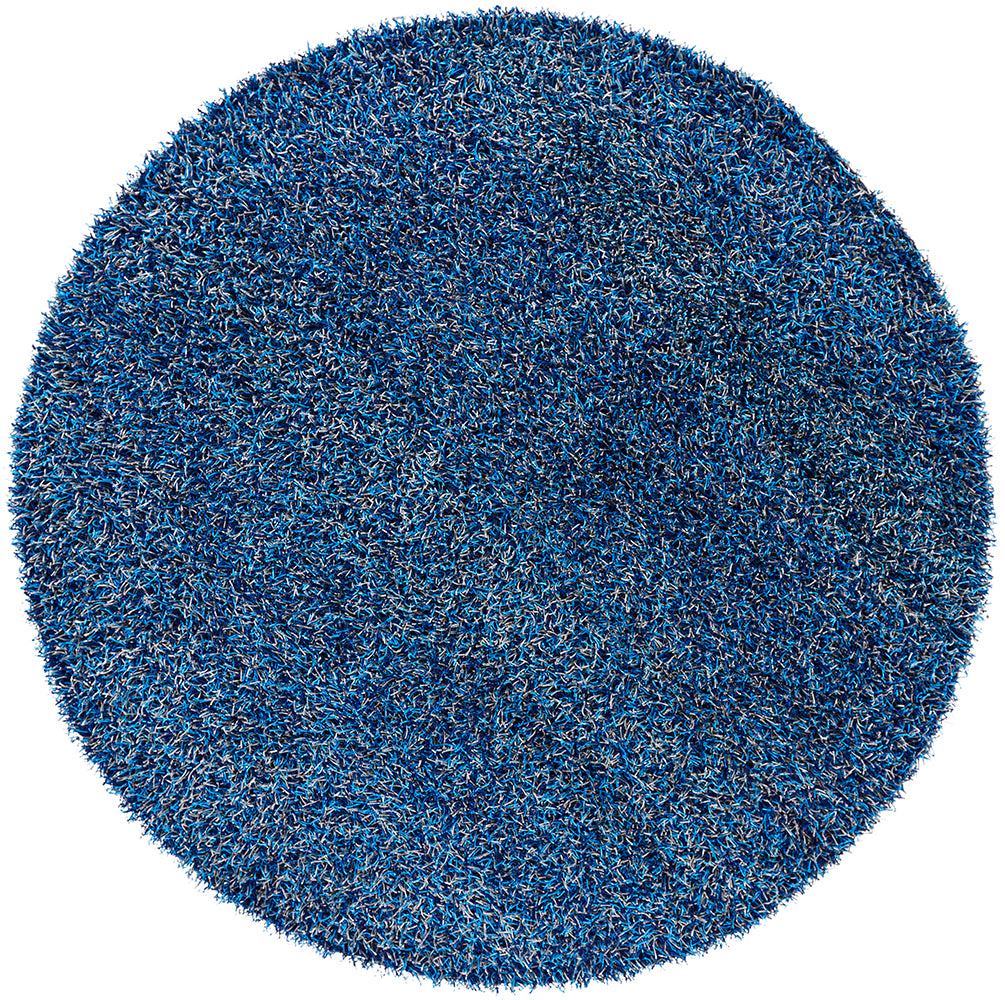 Chandra Rugs Zara 100% Polyester Hand-Woven Contemporary Rug Navy/Blue/Grey 7'9 Round