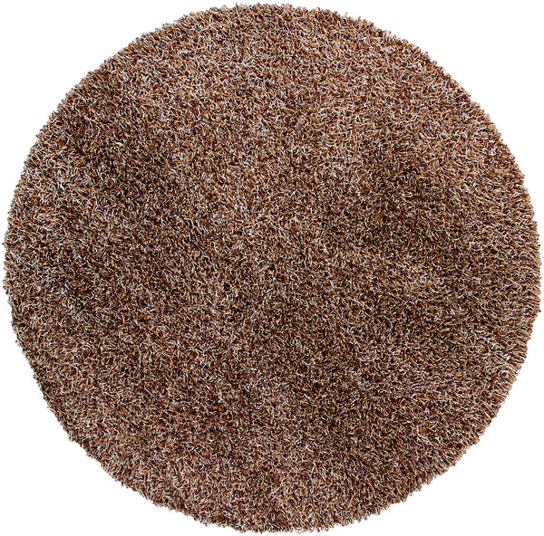 Chandra Rugs Zara 100% Polyester Hand-Woven Contemporary Rug Brown/Plum/Ivory 7'9 Round