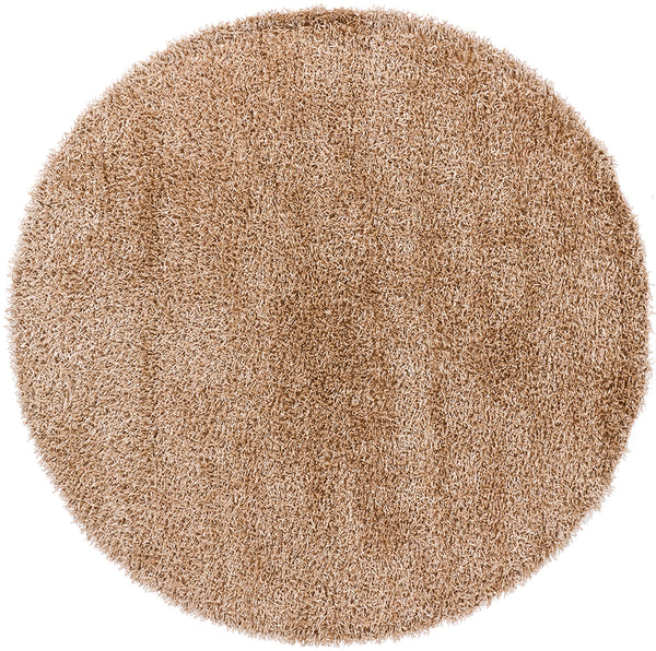 Chandra Rugs Zara 100% Polyester Hand-Woven Contemporary Rug Light Tan 7'9 Round