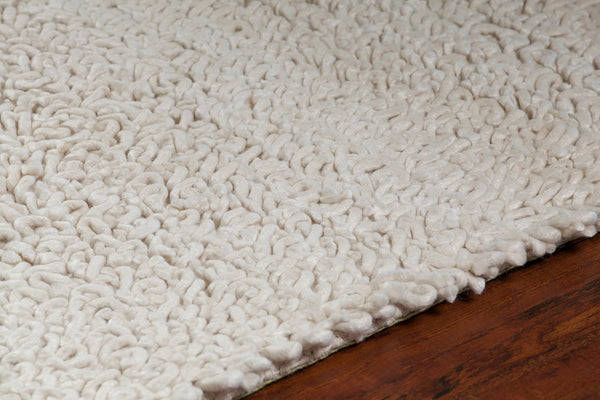 Chandra Rugs Zeal 65% Wool + 35% Viscose Hand-Woven Contemporary Shag Rug White 9' x 13'