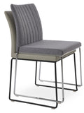 Zeyno Stackable Set: Medium Grey Wool-Chrome (Camira-Cuz1G) and One Light Grey Leatherette (Black Powder) Zeyno Stackable Chair SOHO-CONCEPT-ZEYNO STACKABLE-73864