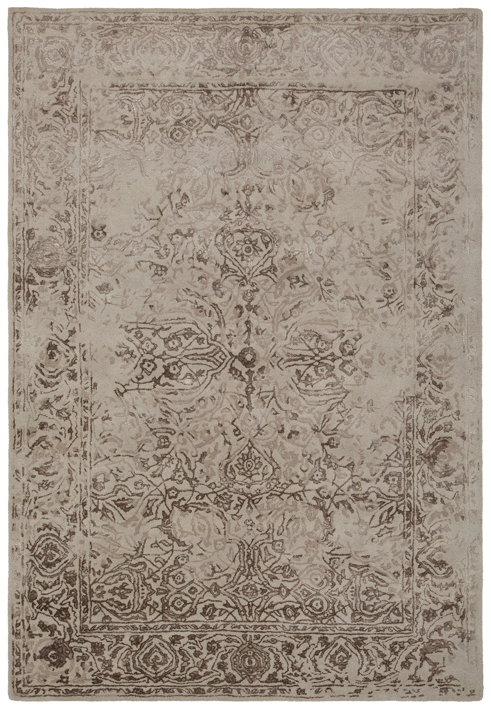 Chandra Rugs Zina 70% Wool + 30% Viscose Hand-Tufted Traditional Rug Brown/Beige 7'9 x 10'6