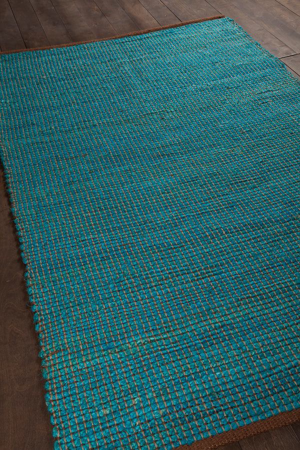 Chandra Rugs Zola 100% Jute Hand-Woven Reversible Jute Rug Blue/Charcoal 7'9 x 10'6