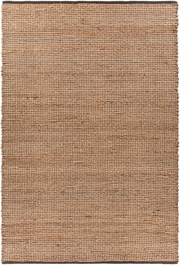 Chandra Rugs Zola 100% Jute Hand-Woven Reversible Jute Rug Tan/Charcoal 7'9 x 10'6