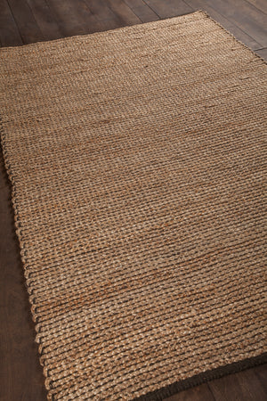Chandra Rugs Zola 100% Jute Hand-Woven Reversible Jute Rug Tan/Charcoal 7'9 x 10'6